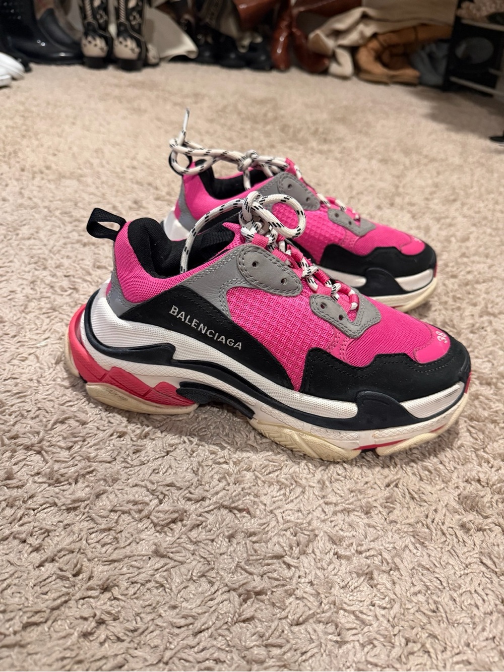 Balenciaga Pink Black Gray Chunky Sneakers